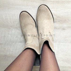Bata Italia Suede Beige Wedge Boots